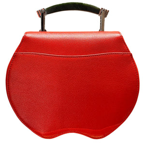 Embroidered Apple-shaped Bag with Jade Handle