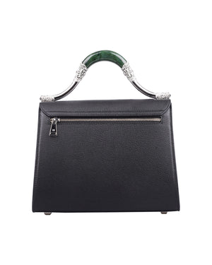 Sense of Ink Collection Leather Handbag with Jade Handle