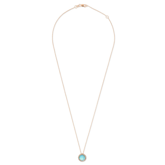 COCKTAIL PENDANT WITH BROWN DIAMONDS, MOTHER OF PEARL RUTILE QUARTZ AND BLUE AGATE